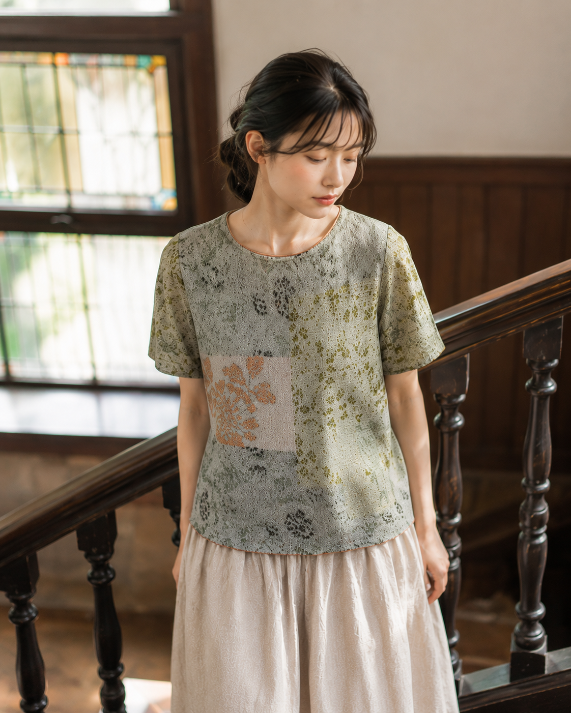 Sweater [intarsia Flower&BUTAPANA]