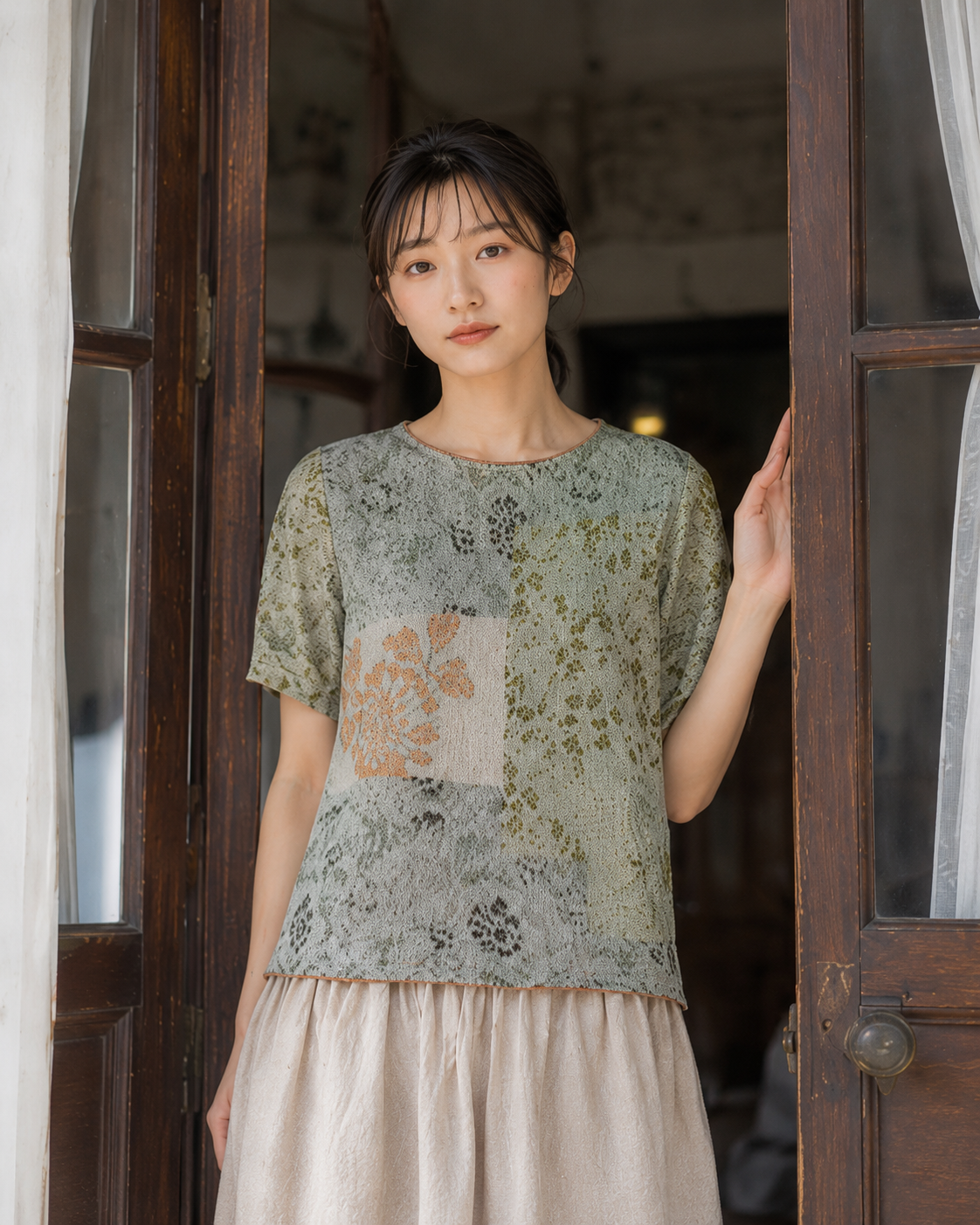 Sweater [intarsia Flower&BUTAPANA]